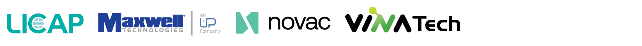 Row of sponsor logos on a black background, featuring teal LICAP and blue/green brand marks arranged in a horizontal strip.