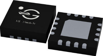 異なる角度から撮影された2つの黒いICパッケージ。1つは上蓋に円形のロゴと「IR Switch」の文字が印字されており、もう1つは灰色のダイ部分が露出している。